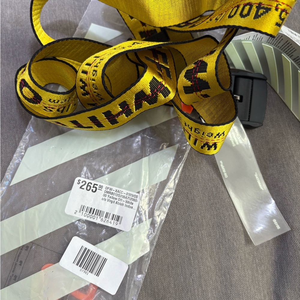 Off-White Vibrant Yellow Belt with Black Buckle